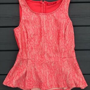 small ELLE peplum tip peach & cream colored